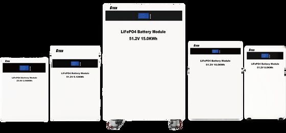 G TECH 51.2V 200Ah 10KWH Стенная батарея LiFePO4 с длительным циклом службы для хранения солнечной энергии