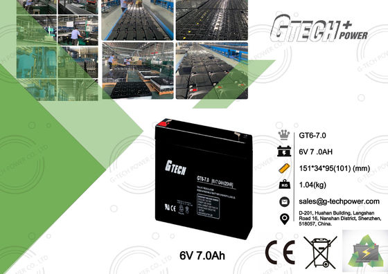 1.04KG загерметизировало безуходную перезаряжаемые батарею 6v 7ah для аварийной системы